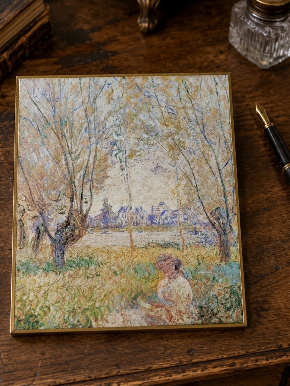 Claude Monet Woman Seated Under the Willow Velvet Desk Photo Album Holds 50 Pics